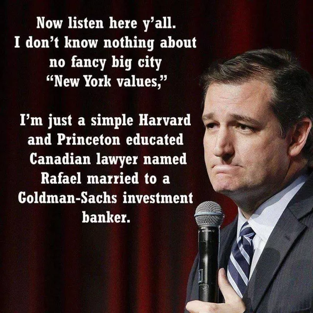 ShirlAAdams's tweet photo. 🚩❗️Lyin' @TedCruz a 2020 election denier MAGARepublican nationalist enabled the #Jan6thTrumpInsurrection. He is a right wing activist provocateur spreading #disinformation propaganda.

Cruz is also a hypocrite:  It's accuse the other side of that which you are guilty, to wit:  

FACT✅ Sen. Ted Cruz (R-TX) graduated from Princeton in 1992 with a Bachelor of Arts cum laude. Cruz then attended Harvard Law School, where he was a John M. Olin Fellow in Law and Economics. 

Vote Him Out!  Vote for a man of integrity @ColinAllredTX in 2024.  #TruthMatters  #FreshResists🌊