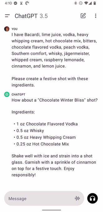 Chat GPT made us a Christmas shot! Surprisingly delicious! https://t.co/4TpF5QuouB<a href="/tag/loveisblind"class="tags"><span>#loveisblind</span></a>