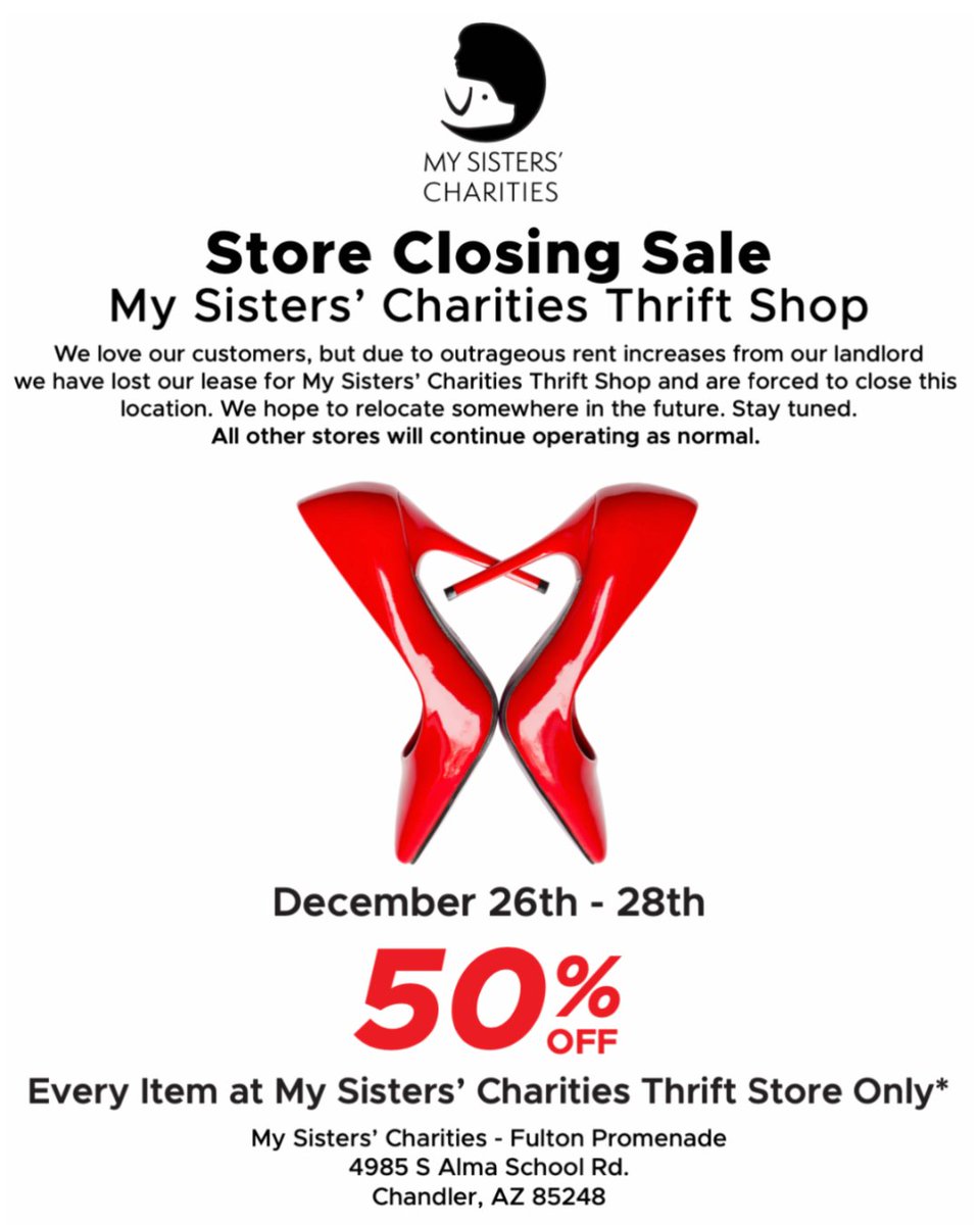 #mysisterscloset #mysisterscharities #sale #50percentoff #sale #hugesale #thriftstore #thrifting #thrift #shop #shopping #discount #localaz