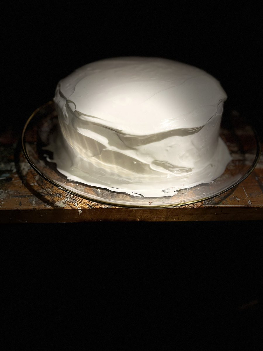Naked cake as I forgot to pack my little plastic men. How could I break up the Dulux Ultra White look 🤔