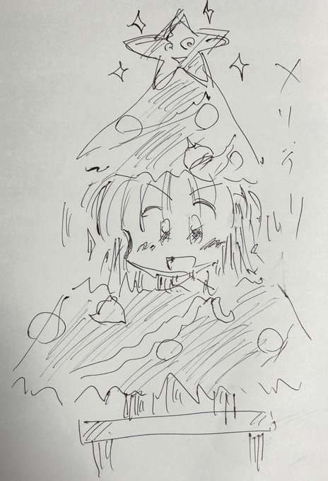 クリスマス絵描こう!
ってビール飲んだりワイン飲んだりケーキ食ってたら寝てた。
最近布団で寝れてない…
目が覚めたら手元のチラシの裏に酷い落書きが… 