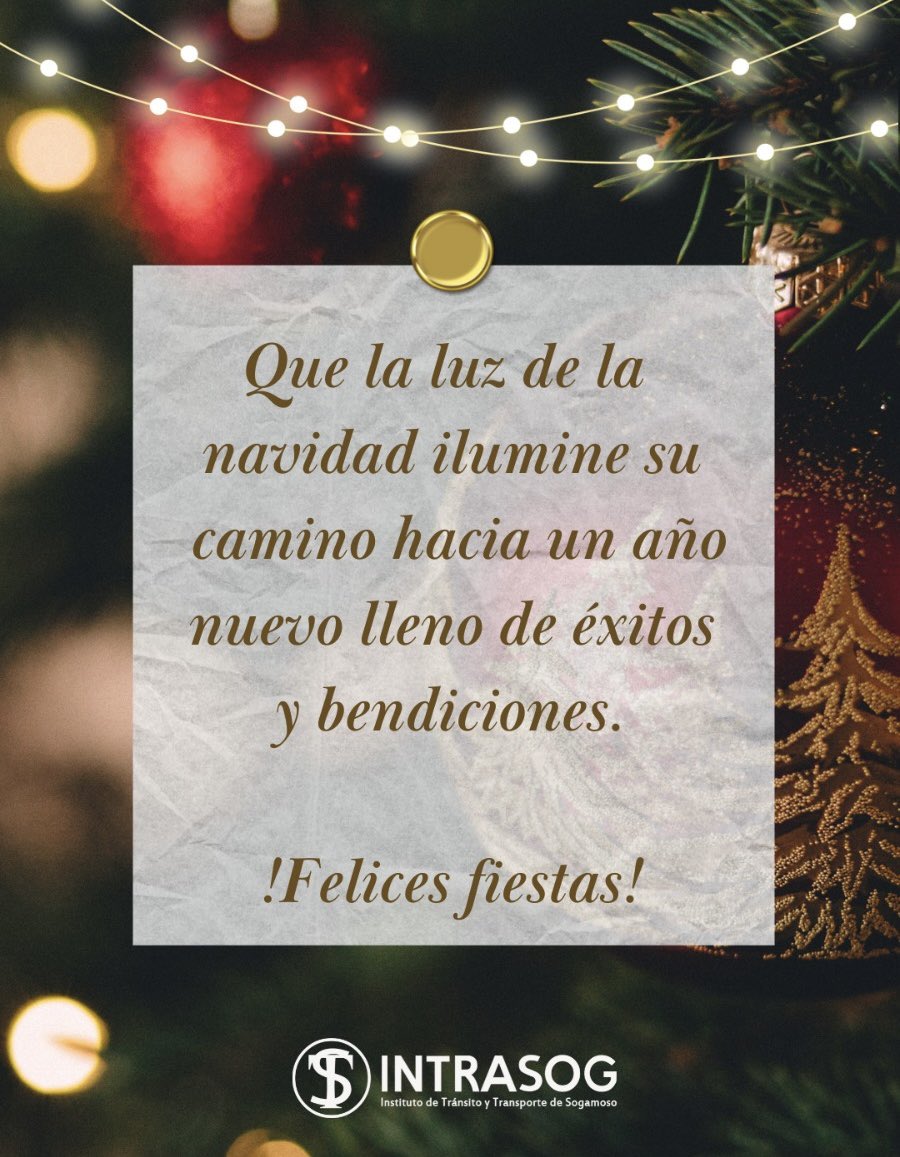 Intrasogoficial's tweet photo. En esta época de luz y amor, que la alegría de la Navidad ilumine la vida de todos los Sogamoseños.

¡Felices fiestas a todos! 🎄🎅 https://t.co/55LXUgYW5T