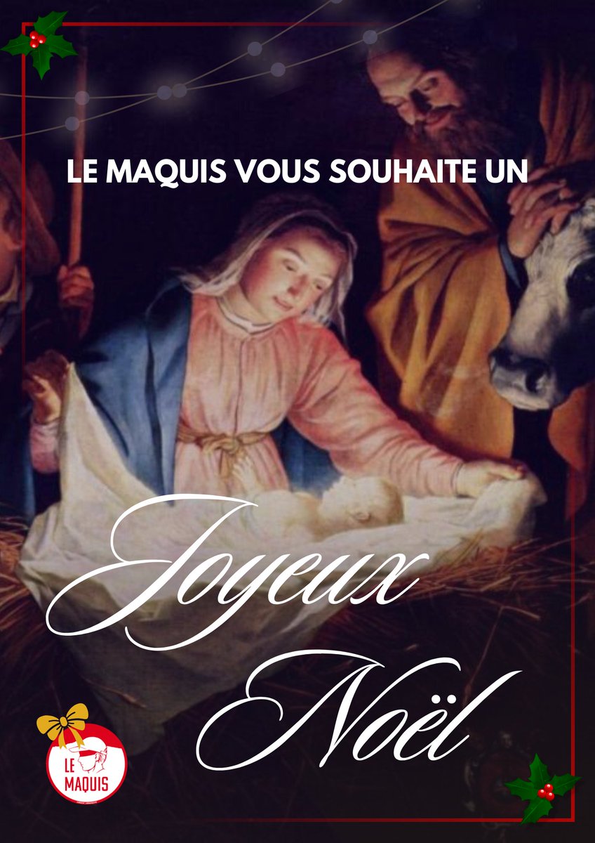 mouv_lemaquis's tweet photo. 🌟 Les militants du Maquis souhaitent un très joyeux Noël aux Provencaux fiers et enracinés.

Profitons de ce temps de fête pour nous reposer, car nous serons bientôt de nouveau dans les rues de Provence, plus déterminés encore à défendre notre terre ! https://t.co/QV7Z9eOBQ3