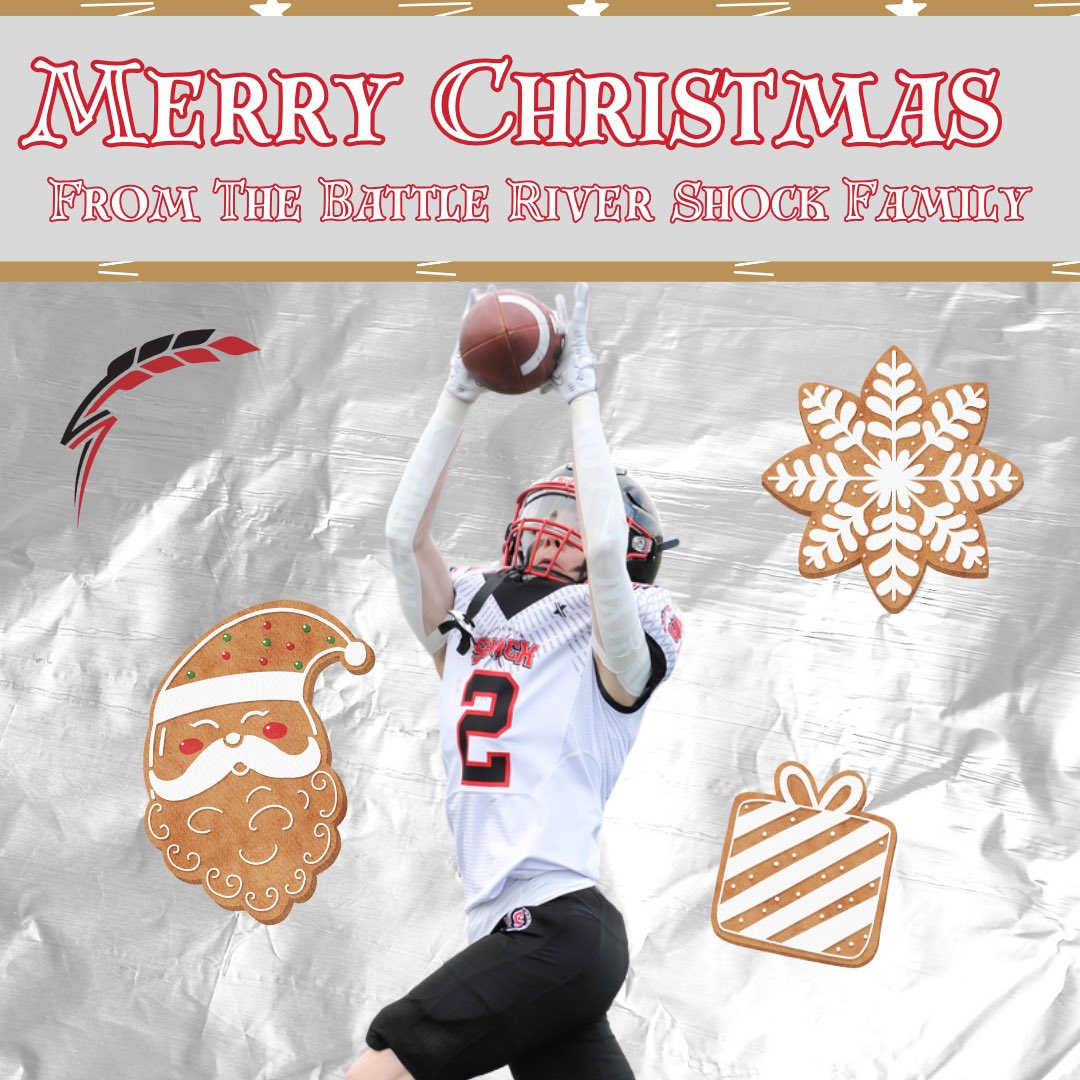 BattleRivrShock's tweet photo. Merry Christmas any happy holidays from the #BattleRiver #Shock family! We’ll be providing more information on the 2024 season later this week. 🎄🏈

#CDMFA https://t.co/J6CnriEQrD