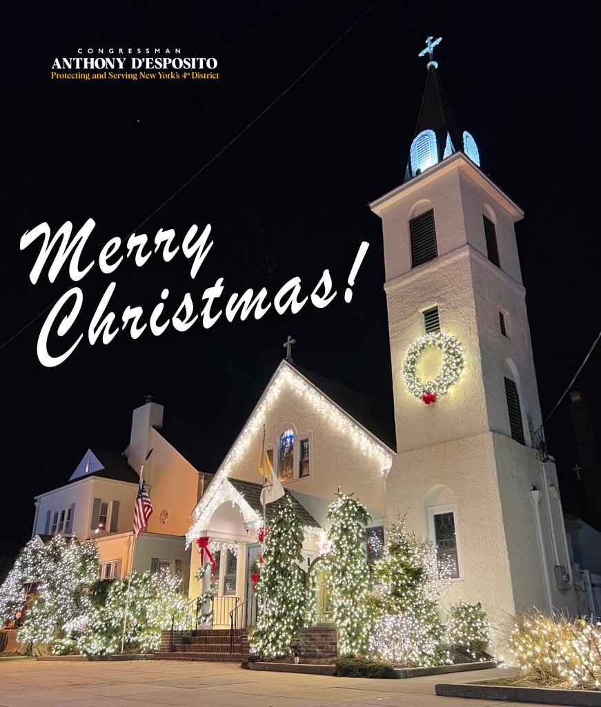 May the light, hope and love from my beautiful little church in #IslandParkNY spread to friends, family, loved ones, #NY04 neighbors and Americans across this great Nation. 

Wishing everyone A blessed and Merry Christmas.