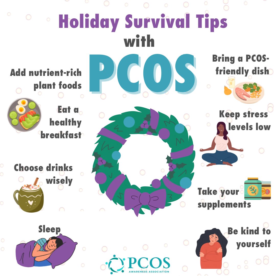 PCOSAA's tweet image. Surviving the holidays with PCOS: 🎄 Finding balance is key! Prioritize self-care, choose nourishing foods, stay active, and don&apos;t forget to enjoy the festive moments without guilt. 💪💙 #PCOSAwareness #HolidayWellness #SelfCare #PCOS #PCOScommunity