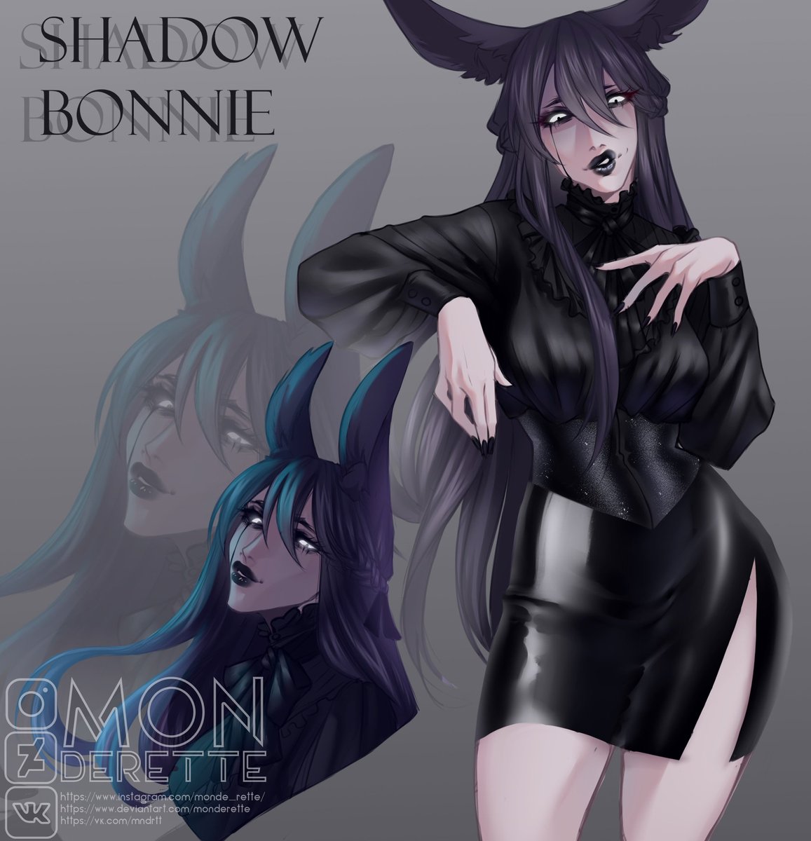 Hello there! My name is Ada, but you can call me Monderette. I'm here to show you my artworks, i'll try to post them everyday! Raffle on 500 followers~ Here is my Shadow Bonnie humanization~ #FNAF #fnaffanart #FNAFMovie