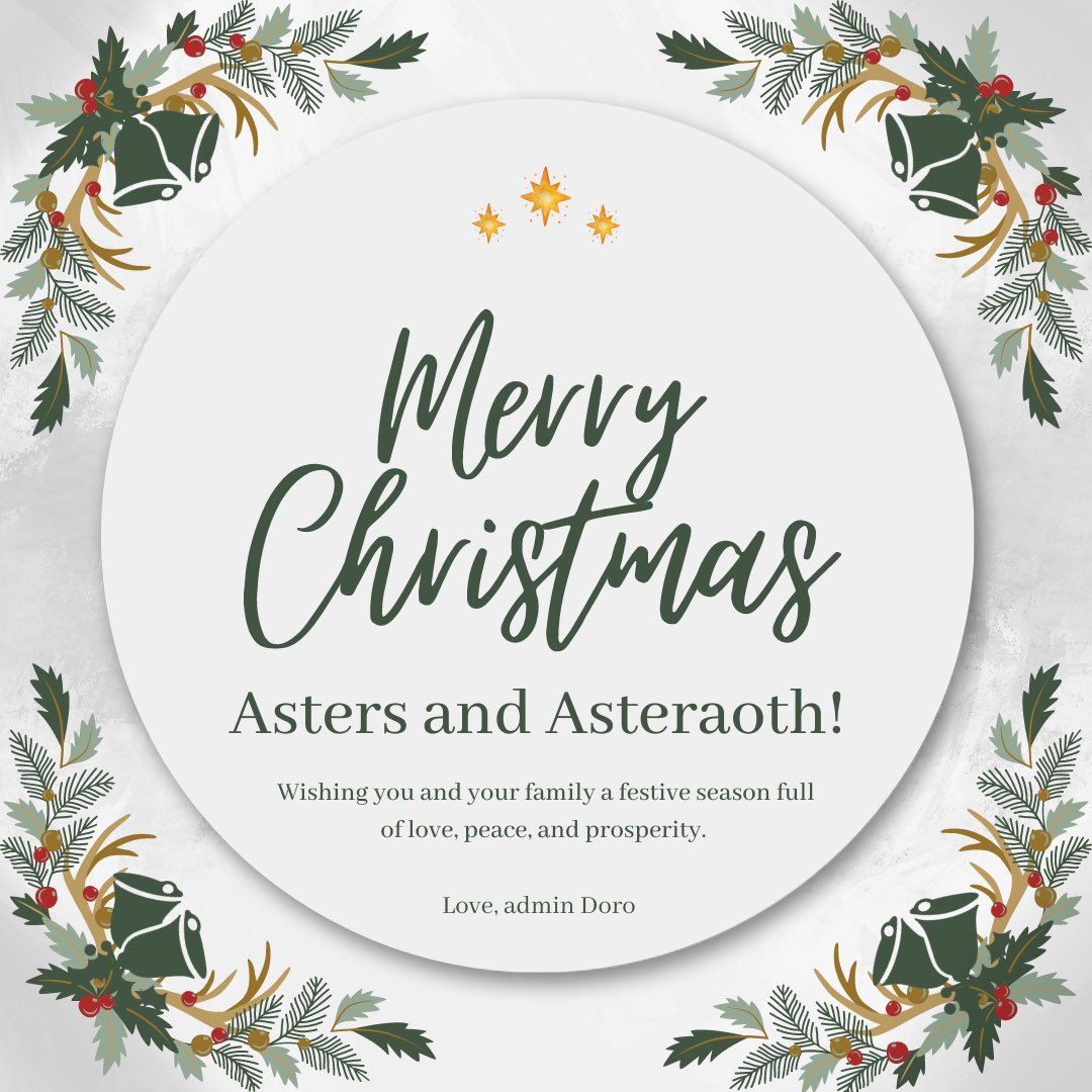 CAsteraoth18's tweet photo. Merry Christmas, Asters and Asteraoth! 🎄

Wishing you and your family a festive season full of love, peace, and prosperity. 🍀

Love, admin Doro 💚 https://t.co/AhetOMbL2s