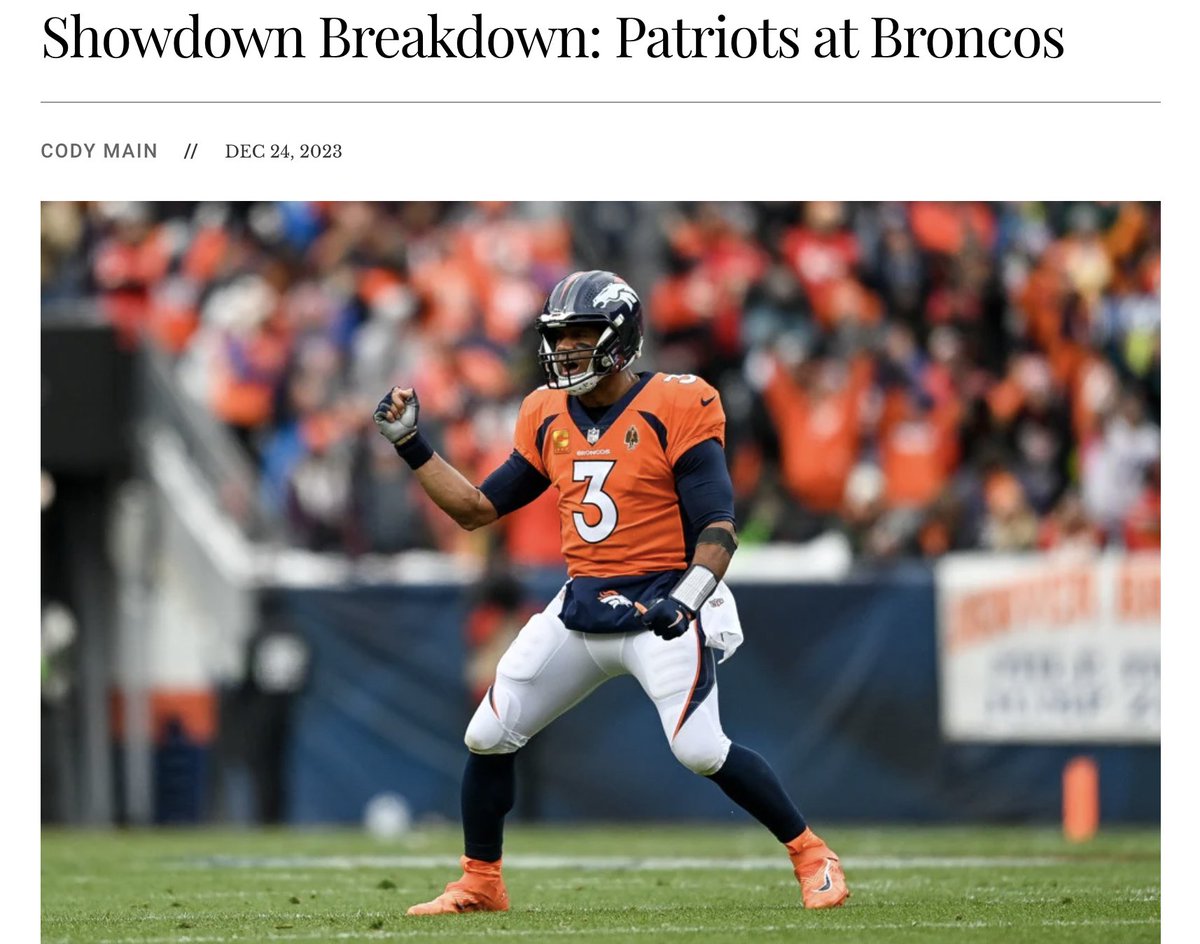 EstablishTheRun's tweet image. Nightcap is Bailey Zappe at Russ Wilson.

Full breakdown from @cmain7 + our projections are here: establishtherun.com/showdown-break…