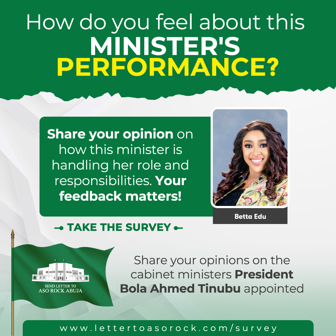 LetterToAsorock's tweet photo. Do you want to share your opinions on the cabinet ministers President Bola Ahmed Tinubu appointed? How well do you think they are doing their jobs?
Take this short survey and let us know what you think. Your feedback is valuable and appreciated. It will help the ministers and Nigeria to improve their performance and achieve their goals.
Click here to start the survey.
https://t.co/06q6BSct33