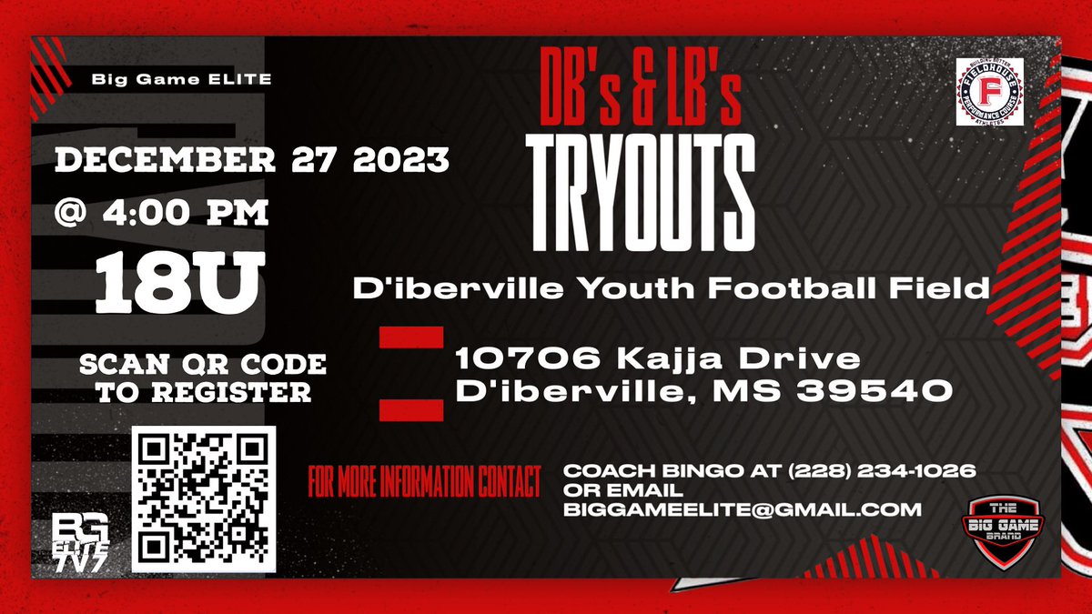 We have a few spots left before we announce the final roster for the @BigGameELITE7v7  2024 SZN 
We are looking for ELITE talent that takes their craft seriously so signup with caution. Offensive guys are invite only DM film for your invite. Contact Coach Bingo
