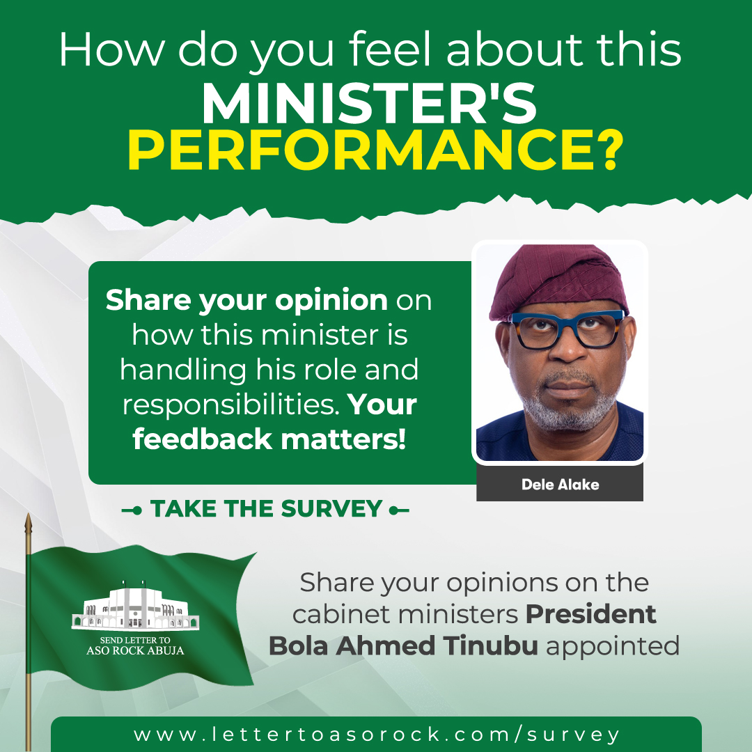 LetterToAsorock's tweet photo. Do you want to share your opinions on the cabinet ministers President Bola Ahmed Tinubu appointed? How well do you think they are doing their jobs?
Take this short survey and let us know what you think. Your feedback is valuable and appreciated. It will help the ministers and Nigeria to improve their performance and achieve their goals.
Click here to start the survey.
https://t.co/06q6BSct33