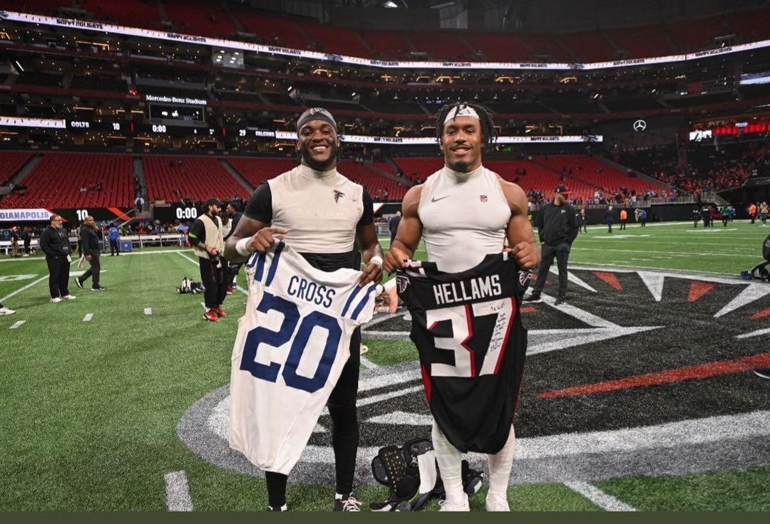 Teammates/classmates at DM -- opponents today. Jersey exchange after the game. DeMarcco Hellams '19 of the Atlanta Falcons and Nick Cross '19 of the Indy Colts. Both played a lot today for their respective teams.
One DeMatha!