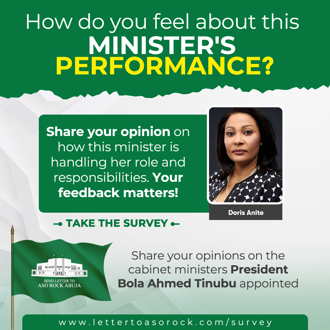 LetterToAsorock's tweet photo. Do you want to share your opinions on the cabinet ministers President Bola Ahmed Tinubu appointed? How well do you think they are doing their jobs?
Take this short survey and let us know what you think. Your feedback is valuable and appreciated. It will help the ministers and Nigeria to improve their performance and achieve their goals.
Click here to start the survey.
https://t.co/06q6BSct33