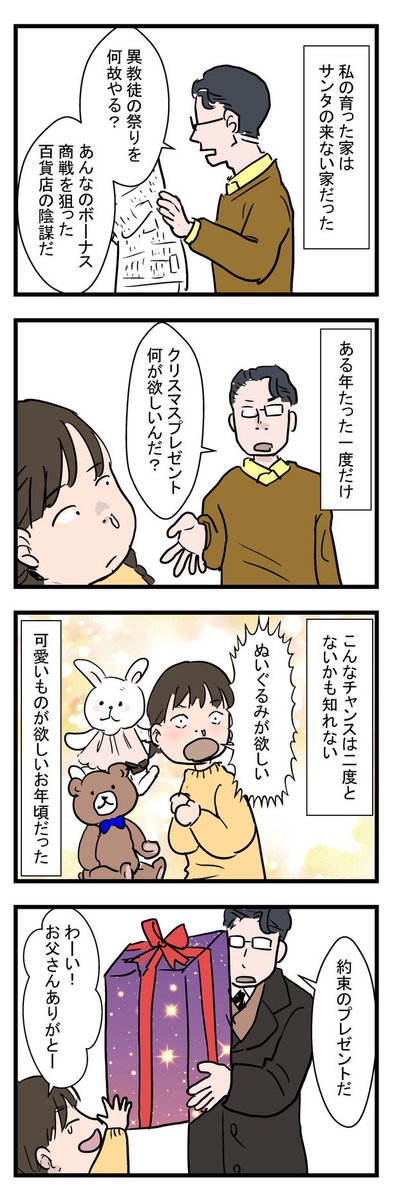 【クリスマスに違うこれじゃないって思った話】
昔の事思い出したのであります。
まぁ…後にも先にも私にクリスマスプレゼントがあったのはこの一回だった訳で…。それにしても父よ…何故ライオン⚫︎だったのさ…(実家はジャイアンツ推し⚾️)
#クリスマスプレゼント 
#クリスマスの思い出 