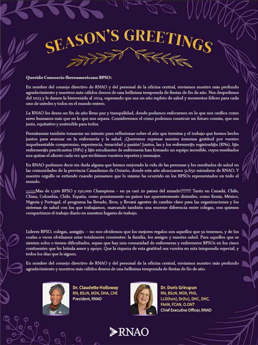 DorisGrinspun's tweet photo. @BpsoCl @RNAO @HospitalEGC MERRY CHRISTMAS and best wishes for health, joy, and peace for all in 2024!!!!!

FELICIDADES DESDE @RNAO y los mejores deseos de salud y paz para tod@s en el 2024!!!!

#BPSO #Champions #BPSOchampions https://t.co/cSFGFqbcUu