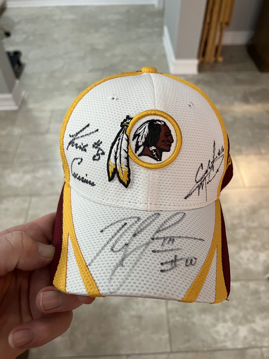 Coach_JayGruden's tweet photo. My nephew Michael, aka Hexed, got me this cool hat on E Bay! Kirk, Colt and RG3… https://t.co/TQ5Xx76oH3