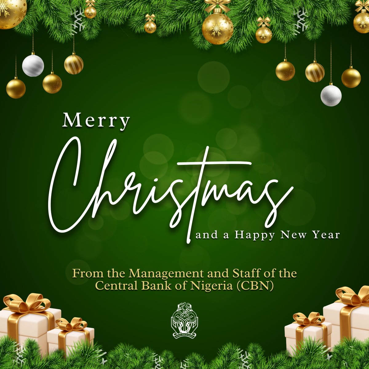 Merry Christmas and a Happy New Year! From the Management and Staff of the Central Bank of Nigeria (CBN)