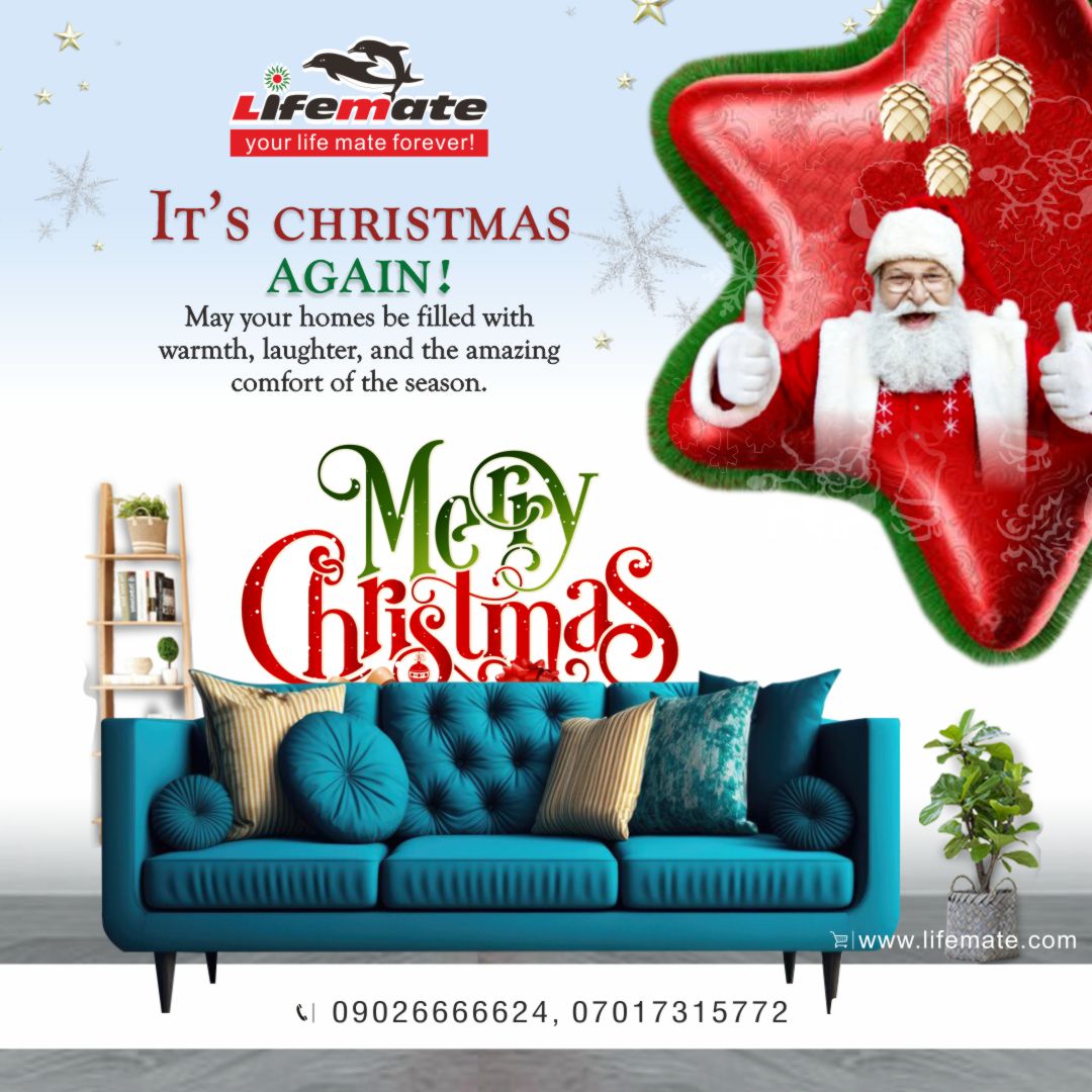 Merry Christmas to the amazing Lifemate Furniture family🎁! Your loyalty has made this year truly special for us and filled our hearts with gratitude. May your homes be filled with warmth, laughter, and the amazing comfort of the season Merry Christmas and a prosperous New Year