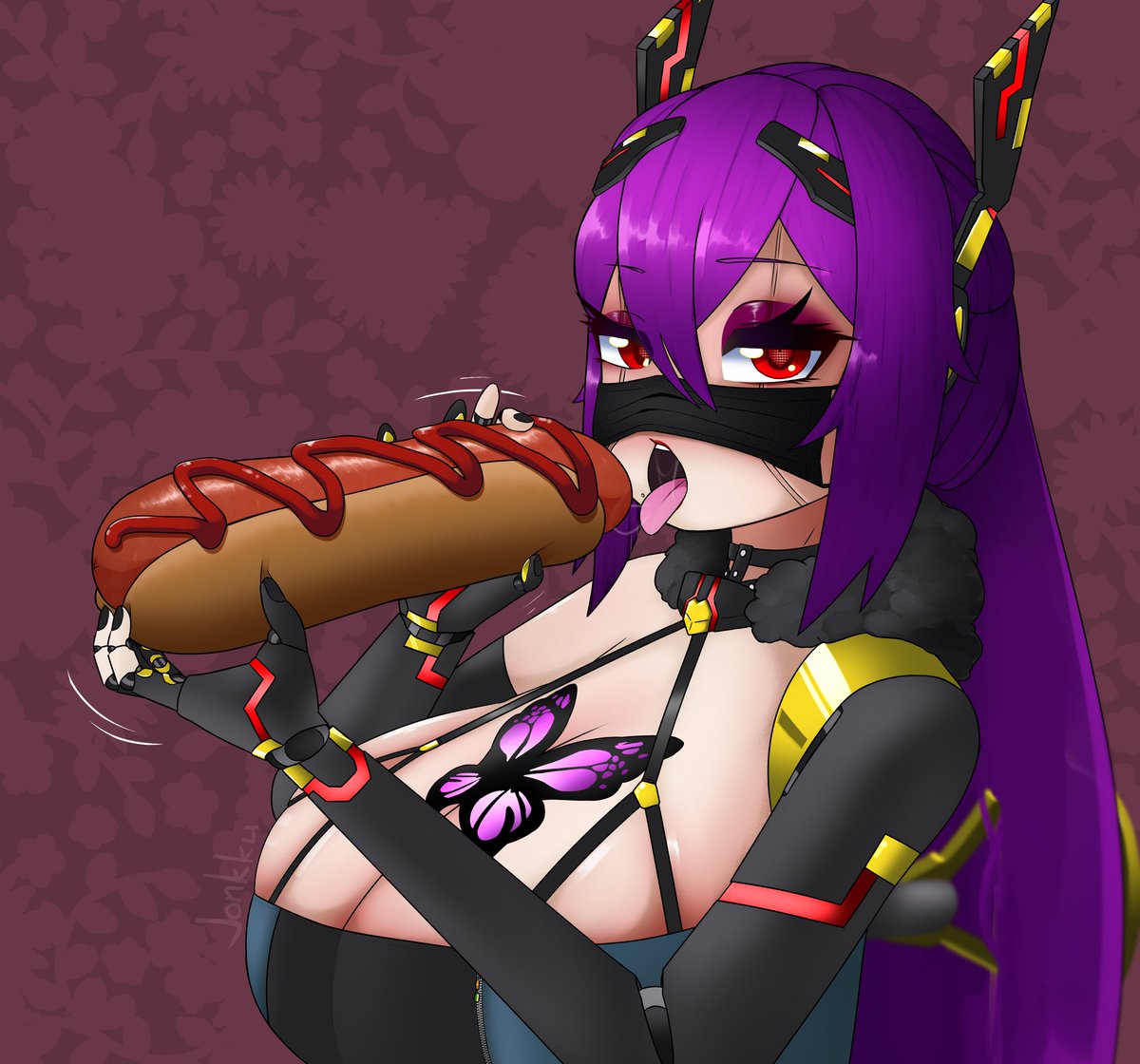 NanonanoVRC's tweet photo. Had to wear a mask for most of the month cuz I caught covid. Eating was pain too. But feeling better now, good to finally be able to have my favorite foods again!! 

Thanks for the art Jonkku! https://t.co/BhxfsNhEr4