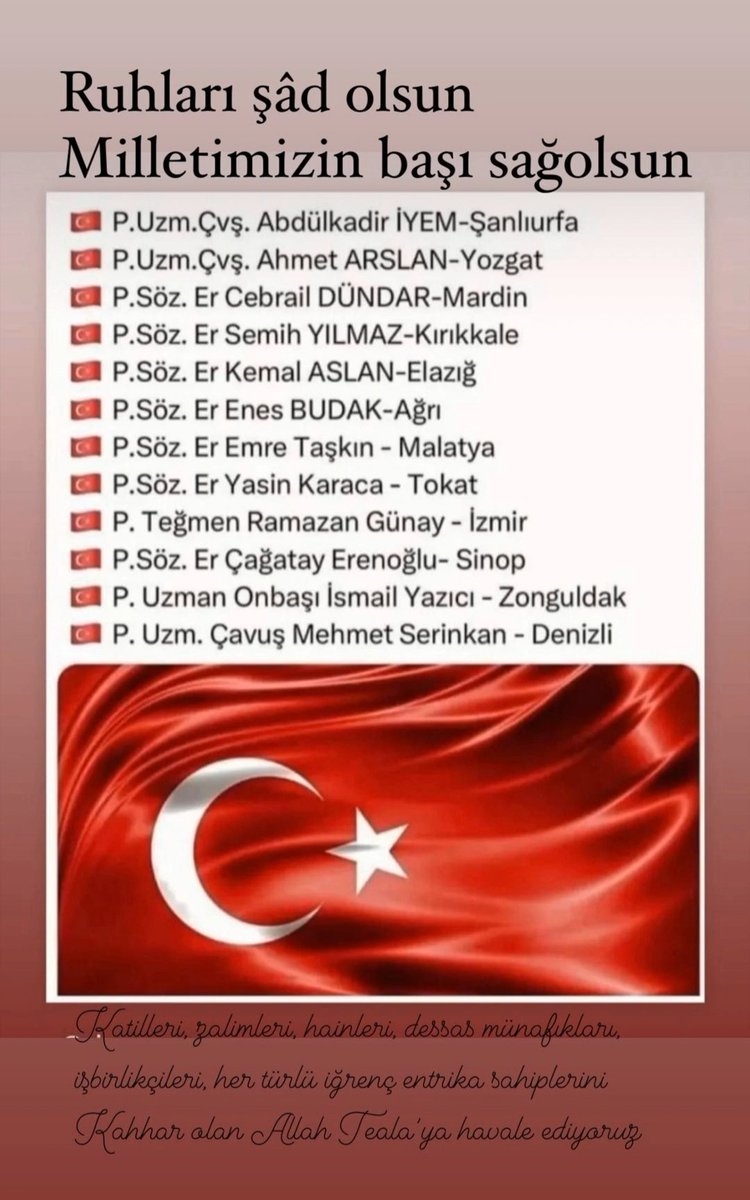 Vatan uğruna canını veren şehitlerimizi saygıyla anıyorum.
