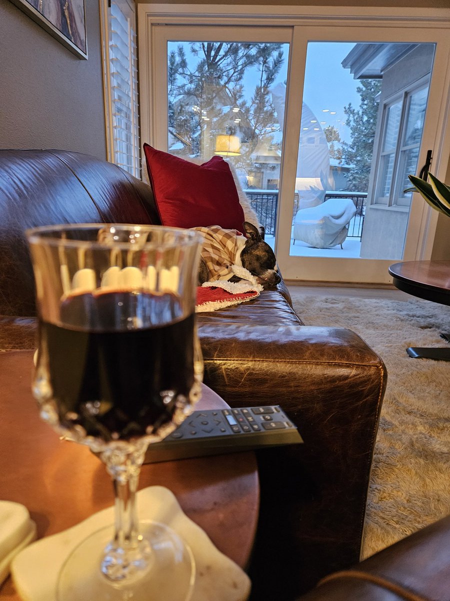 JackJoconnor's tweet photo. Merry Christmas to all.  Me, Mokie and Monvitis glass of wine! https://t.co/go6wf08LvM