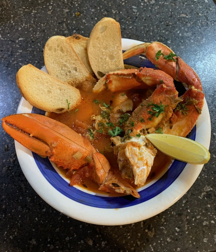 Dinner - Feast of the Seven Fishes Stew
Cod, Swai, Scallops, Shrimp, Clams, Crab, Lobster, with Crostini