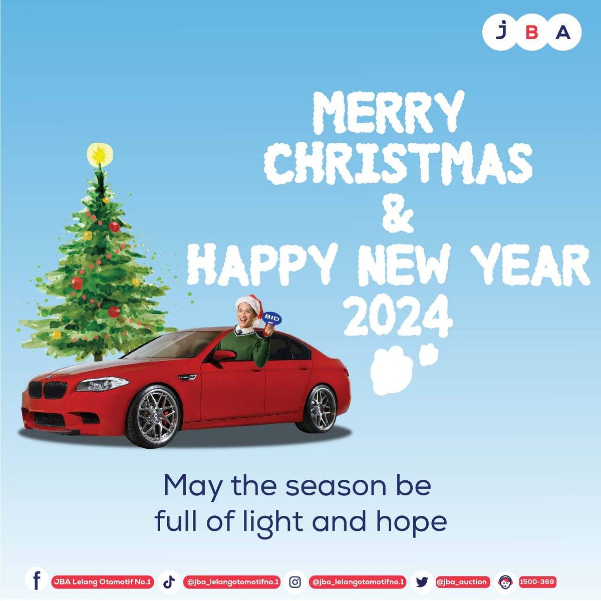 jba_auction's tweet photo. Selamat hari natal dan tahun baru untuk seluruh Sobat JBA yang merayakan.  Semoga ada damai natal di tahun ini, untuk seluruh Sobat JBA.

Semoga hari-harimu ceria dan cerah, dan Tahun Barumu dipenuhi harapan dan kegembiraan. #natal2023 #jbaindonesia #tahunbaru2024 https://t.co/fcZiN4JYdI