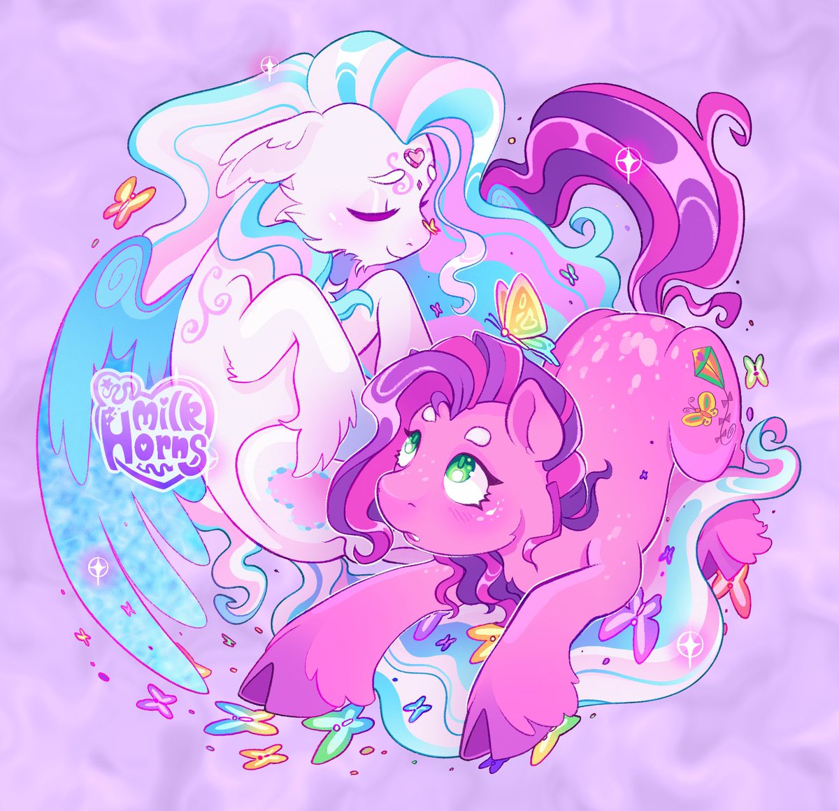 milkhorns's tweet image. ✨💐🦋🦄 Dancing in the Clouds 🦄🦋💐✨

#starcatcher #skywishes #mlpg3