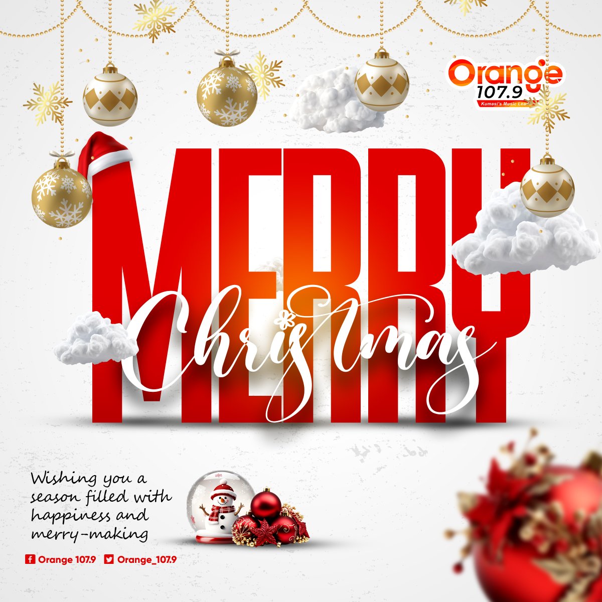 Wishing you a season filled with happiness and merry-making #merrychristmas #orange1079
