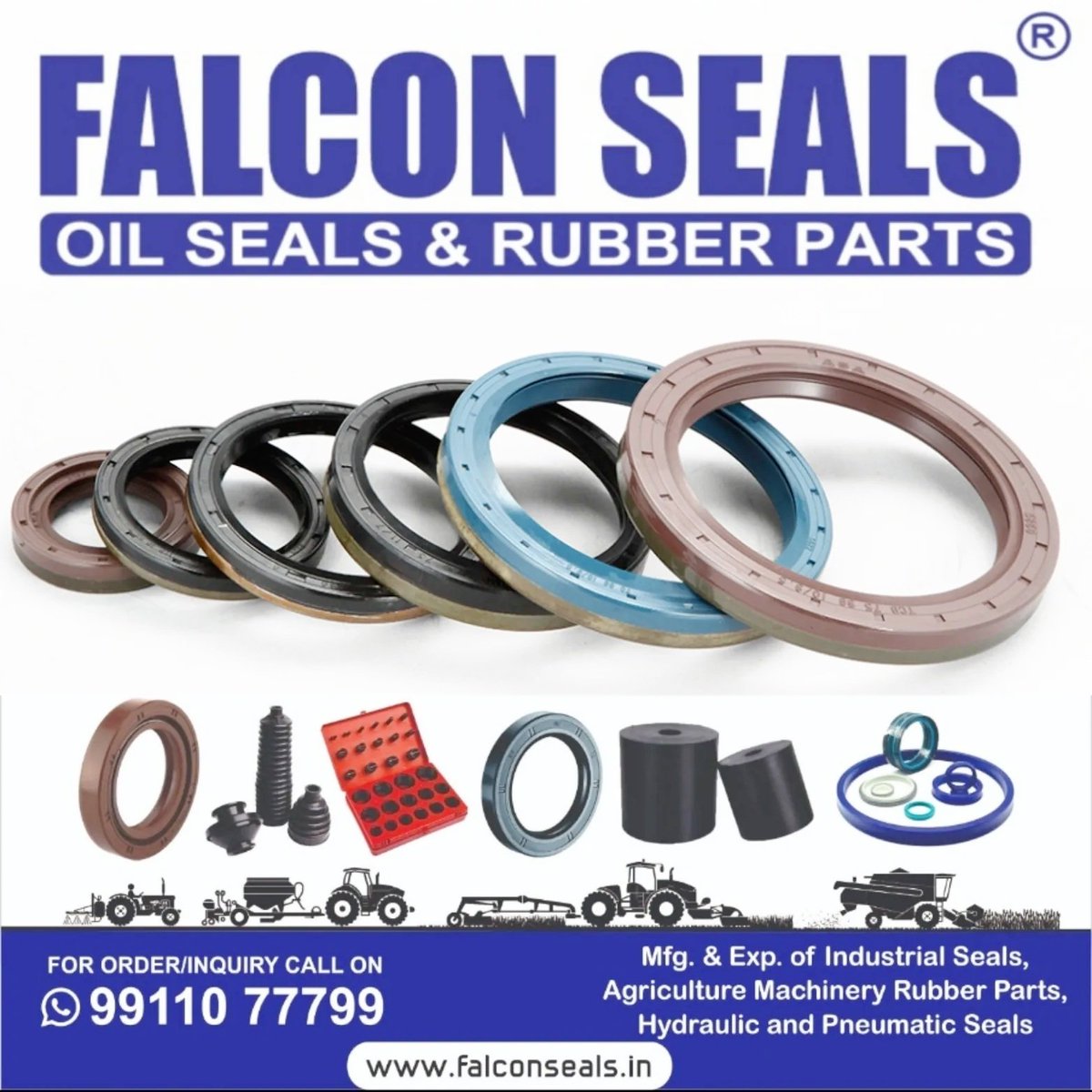 Manufacturer & Exporter
A wide range of all types of Oil seals & Rubber Parts, Hydraulic & Pneumatic Seals and other Fluid Sealing Products Since 1982.
#oilseal 
#falconseals
#Rotavatoroilseals
#oilseal
#TractorParts 
#harvesterparts