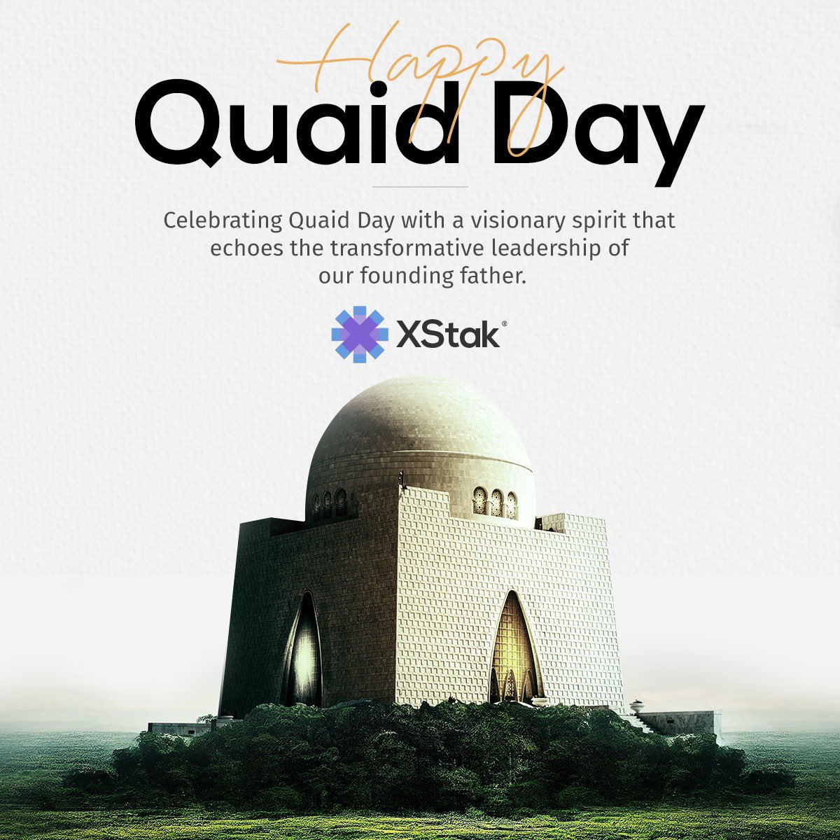XStakCommerce's tweet photo. Honoring a Legacy of Unmatched Vision: This Quaid Day, XStak pays tribute to the father of the nation, whose principles of unity, faith, and discipline continue to inspire our quest for excellence.

#XStak #QuaidDay #Pakistan https://t.co/k4nrW72Ur6
