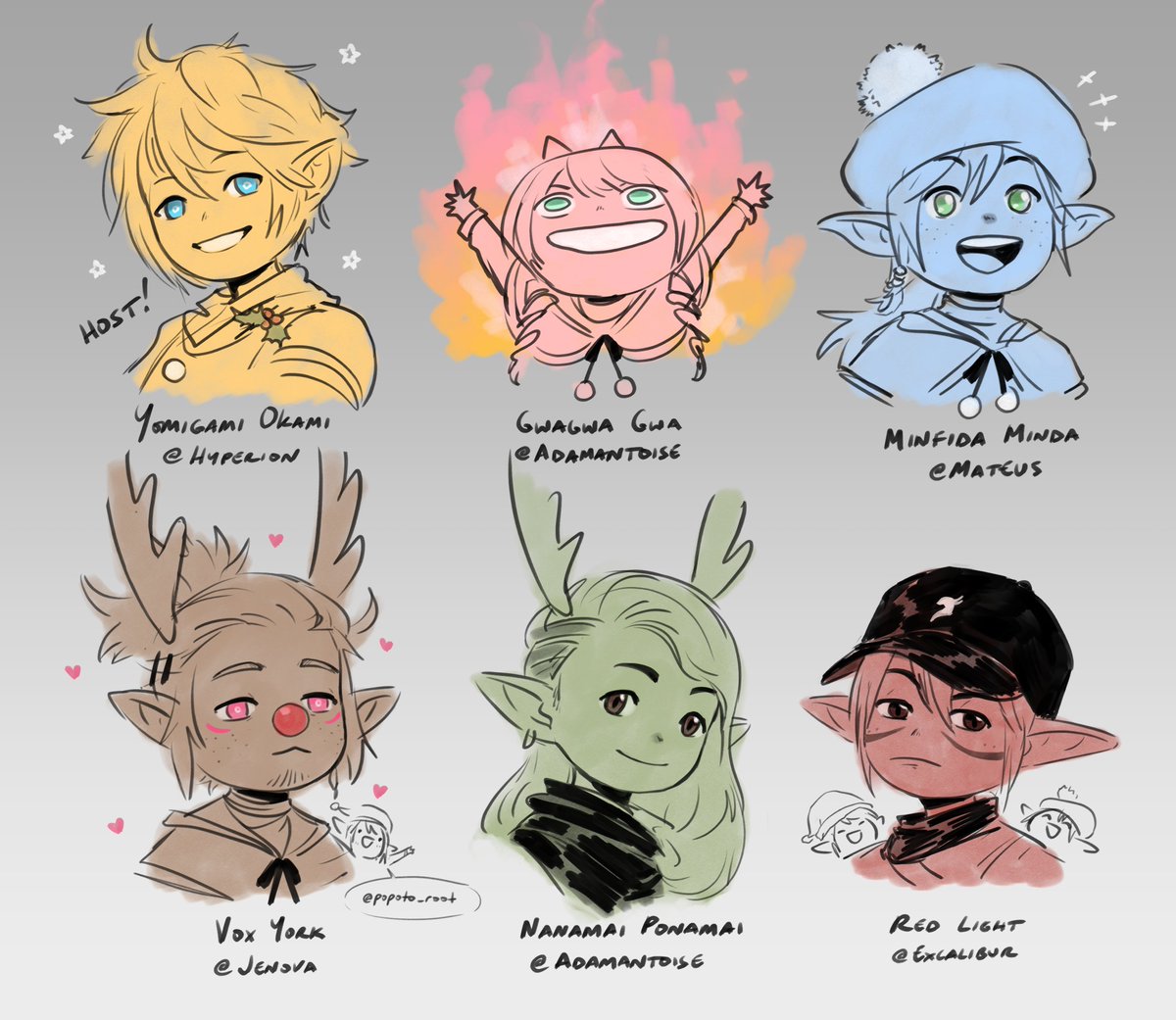 「Fun lil art party doodles from my xiv 」|zaku @ coms waitlist open!のイラスト