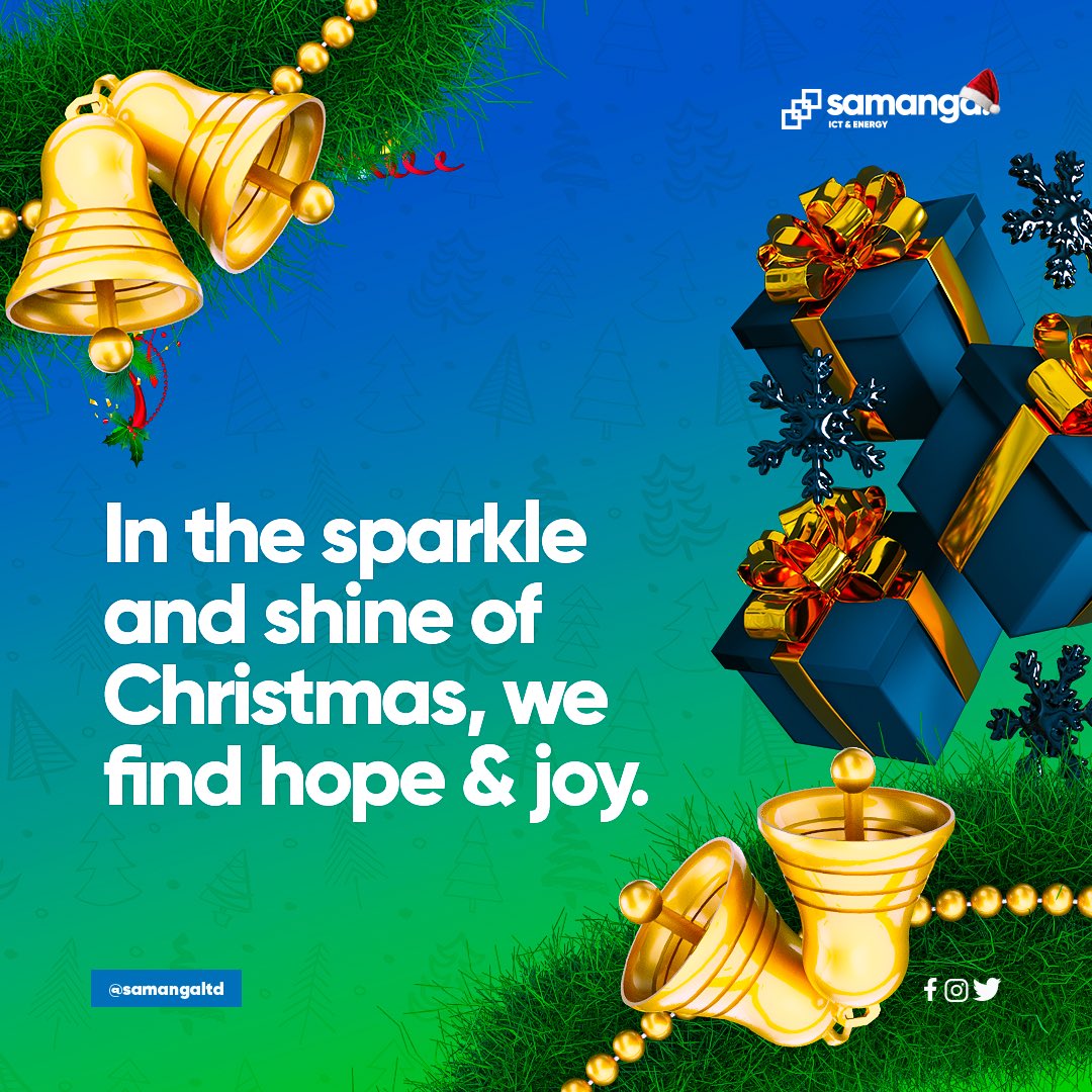 SamangaLtd's tweet photo. May your homes be filled with laughter, your hearts with love, and your spirits with the cheer that this time of year brings. 

Merry Christmas!🎉🎅🏾🎄

#Samanga4U https://t.co/Ai5LdyCgYT