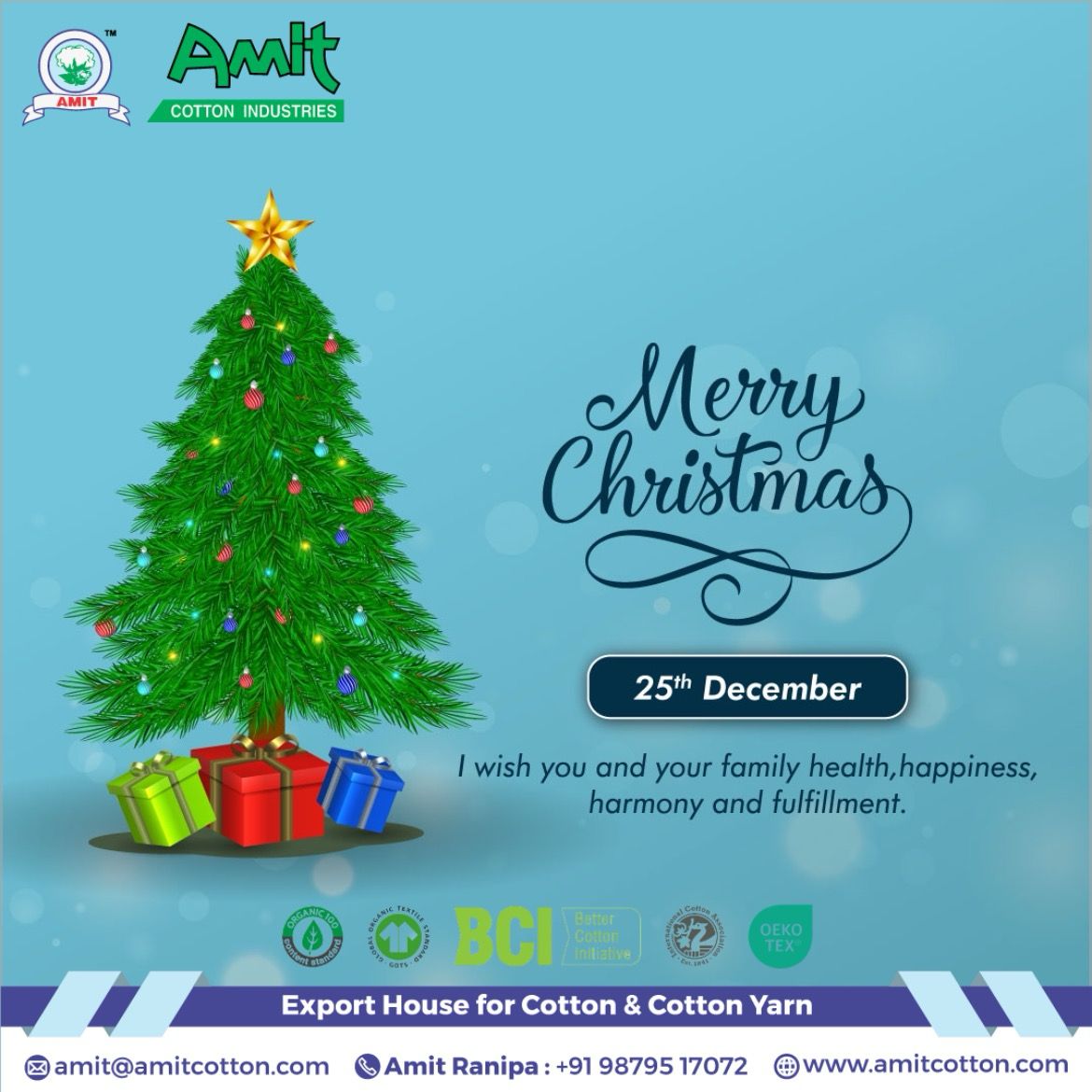amit_ranipa's tweet photo. #cotton #yarn #textiles #fiber #garment #fashion #farmer #news #india #organic #gots #ocs #bci #ica #europe #china #vietnam #indonesia #japan #usdaorganic #usa #bangladesh #turkey #uk #amitcottton #MerryChristmas https://t.co/lj0zIAsATR