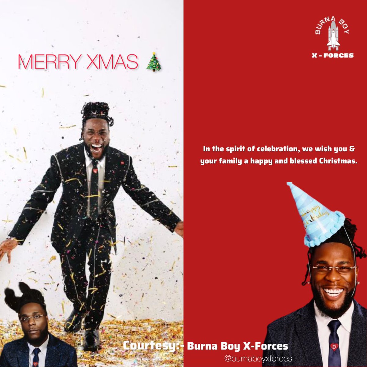 bbxforces's tweet photo. #MerryChristmas To All Amazing Outsiders &amp; All. 🎅♥️

courtesy:- #burnaboyxforces https://t.co/nWFpxgL2Xc