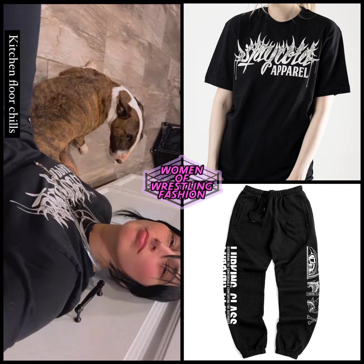 WmenWrstlinFash's tweet photo. .@RheaRipley_WWE wears the Hellborn T-Shirt from @StayColdApprl (not available) and Sketchy Tank Crossbones Sweatpants from #LurkingClass (not available) https://t.co/K0vGkyJJfB
