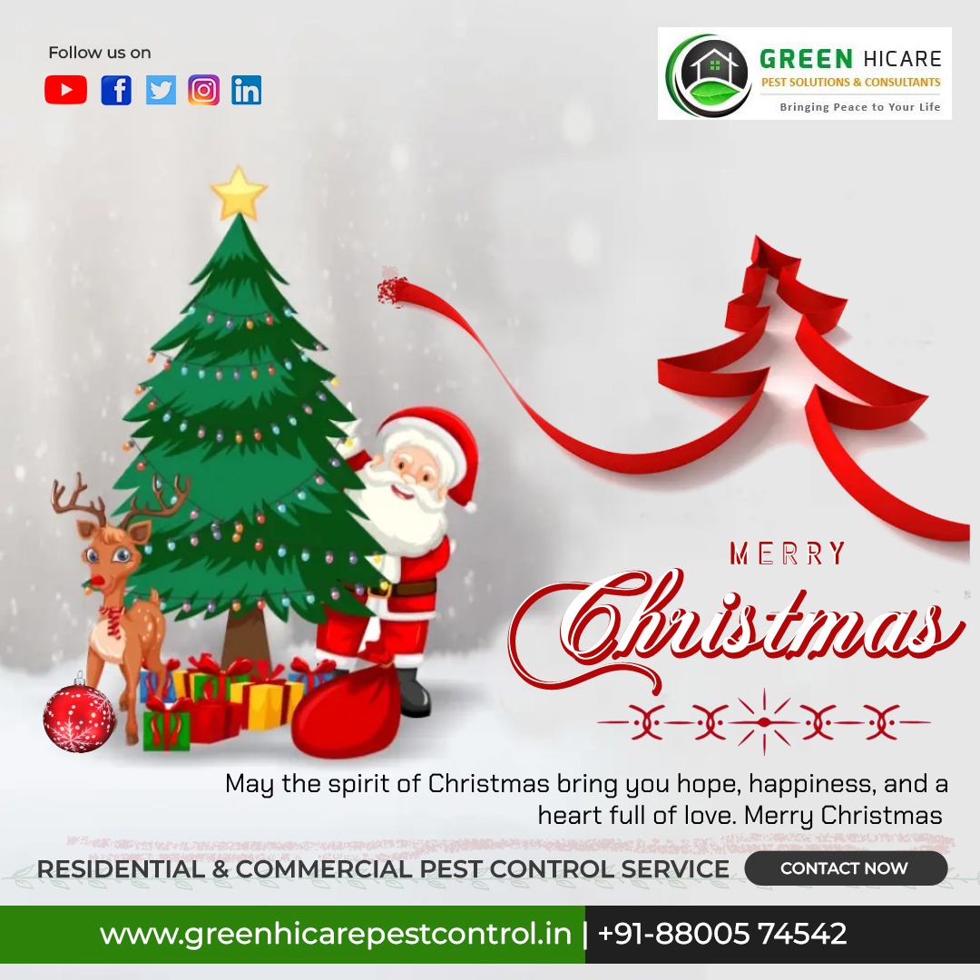 MERRY CHRISTMAS
May the joy and magic of Christmas stay with you throughout the coming year.
Visit Us:- greenhicarepestcontrol.in
Mail Us:- greenhicare@gmail.com
Contact Us:- +91-088005 74542
#christmas #christmastree #christmasdecor #merrychristmas #christmastime #love #winter