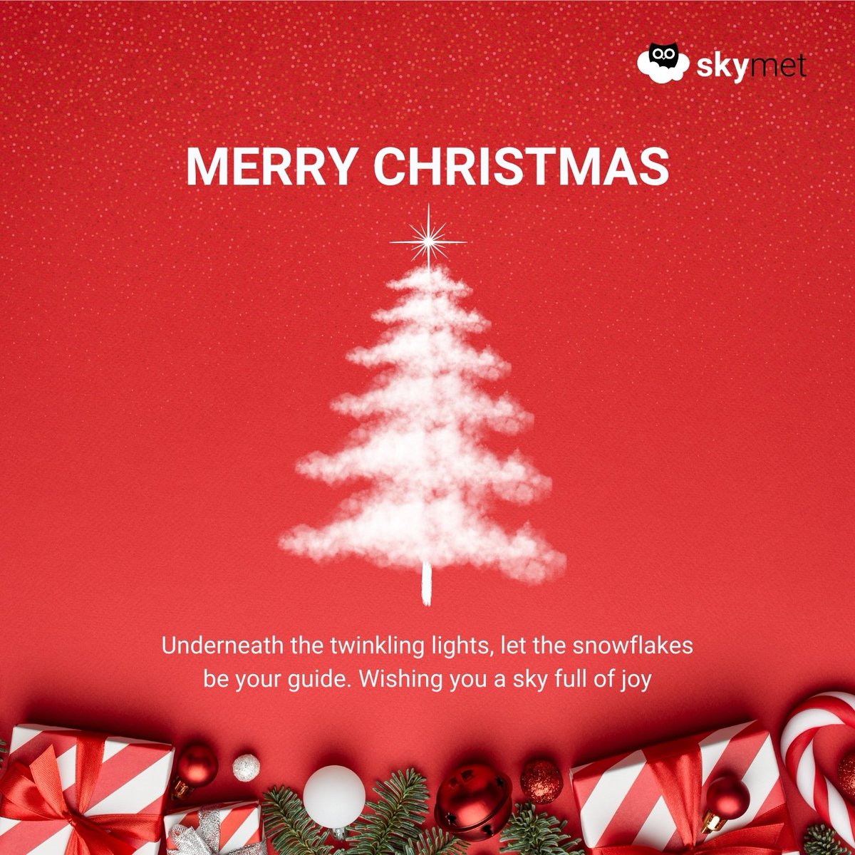 SkymetWeather's tweet photo. Wishing you a #MerryChristmas and Happy Holidays from Team #Skymet! May your days be merry, bright, and filled with joy. Cheers to weathering storms and celebrating sunny moments. #SkymetWishes #ChristmasJoy #HappyHolidays #BeyondWeather https://t.co/kzPKVIHAF4