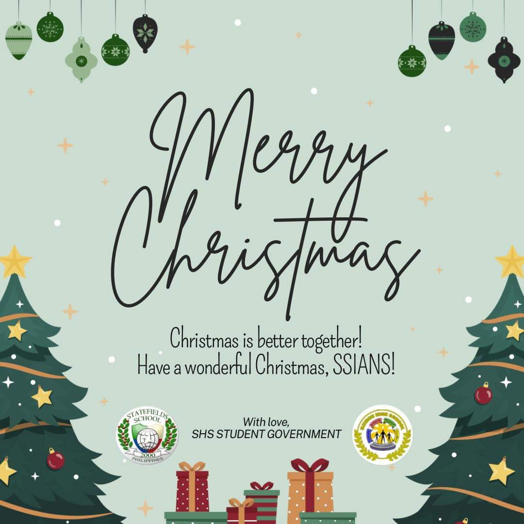 shs_ssi's tweet photo. 🎶 Have a holly jolly christmas, it's the best time of the year! 🎶

The SHS Student Government wishes everyone a joyful Christmas, SSIANS! 🎄✨ May this holy season bring you all joy, hope, and peace. Have a meaningful Christmas celebration, SSIANS! 💕 https://t.co/P0bLskLMsQ