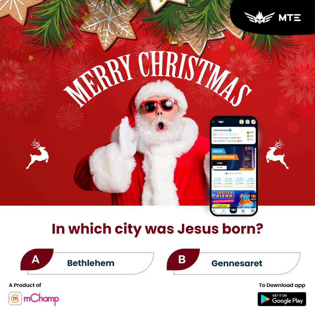 Jingle bells, jingle bells,🔔 your quiz mastery excels 🎅🏽
 #MerryChristmas #ChristmasWithMTE