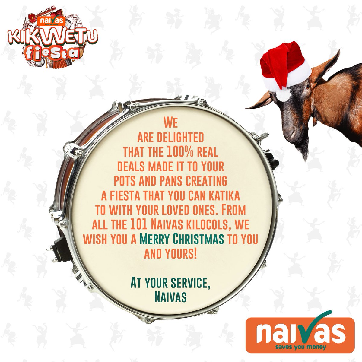 naivas_kenya's tweet photo. #Siostoryzajaba, tuko sure chapo zinakam thru kukam na nyama ndio inatayarishwa!  We're glad the #NaivasKikwetuFiesta is part of your Festivities! From Naivas to you, we wish you a merry #Christmas! https://t.co/DUDQ6dMYor