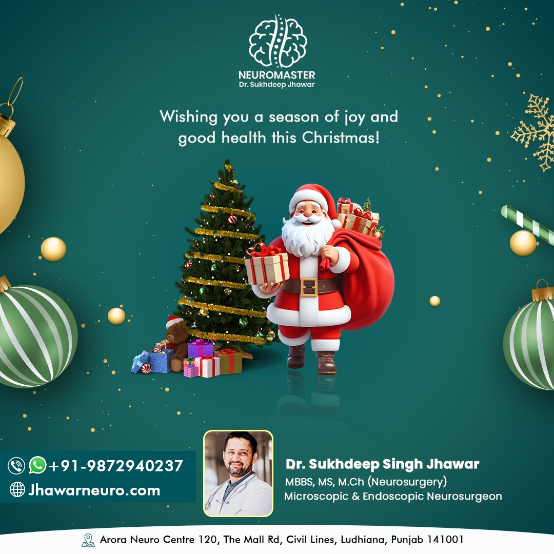 Dr. Sukhdeep Singh Jhawar, Neurosurgeon, wishes you a happy and healthy Christmas! May this festive season bring you joy and well-being. 

Cheers to a wonderful holiday!

 #happychristmas🎄#festiveweek #festiveseason #seasons #love #Jhawarneuro #healtheducator  #ludhiana #punjab