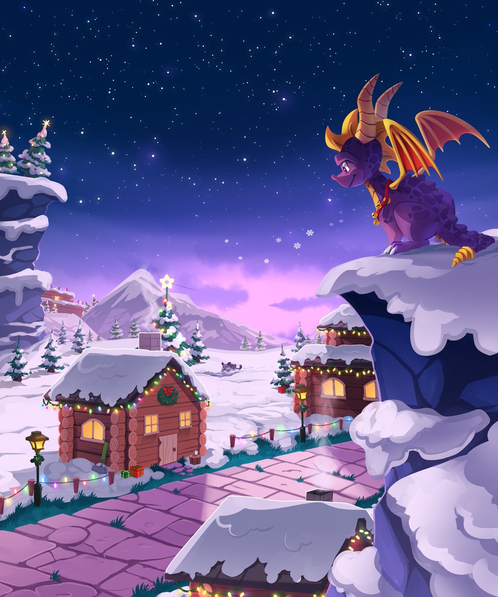 TaylorTrap622's tweet photo. 🎄 Spyro is coming to town! 🎄

A more scenic picture for the festivities. Merry Christmas everyone! 

#SpyroTheDragon #Spyro #MerryChristmas https://t.co/F574Ad0V1x