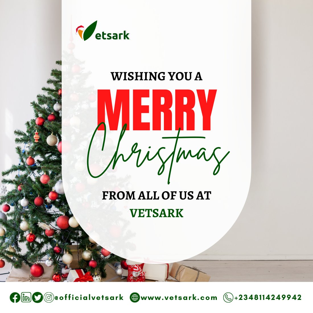 officialvetsark's tweet photo. May your Christmas be wrapped in love and joy, just like the gifts under the tree, and may the coming year bring even more success. 

Merry Christmas to you and yours from all of us at Vetsark!

#merrychristmas #christmas #vetsark https://t.co/BvdFhiijDb