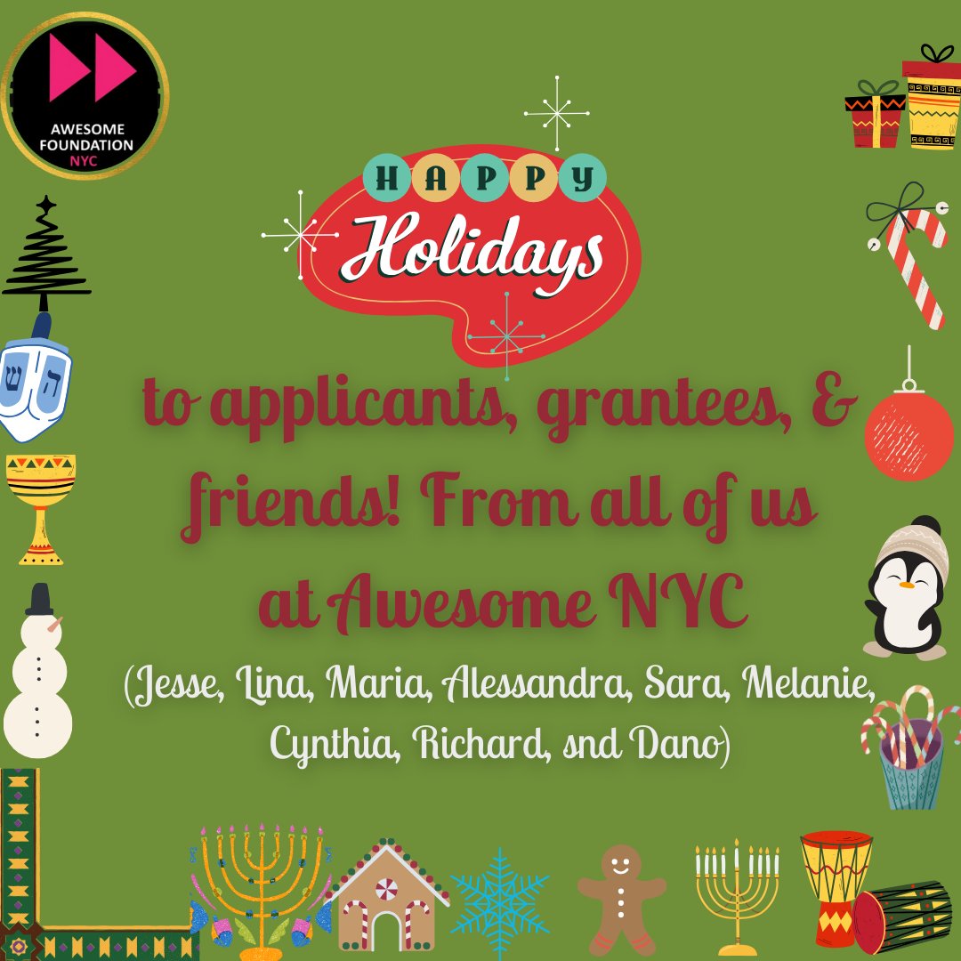 Happy Holidays from everyone at <a href="/awesomenyc/">Awesome NYC</a>! <a href="/jcn/">Jesse Chan-Norris</a> @MariaDautruche <a href="/Sgenright/">Sara Enright</a> <a href="/melaniekahl/">Melanie Kahl</a> 
<a href="/cmanick/">Cynthia Manick - Poetry & Philanthropy</a> <a href="/danowall/">Dano Wall</a> &amp; More 💯 #philanthropy #changemakers #awesomenyc #givingback #socialgood #community #givingcircle
