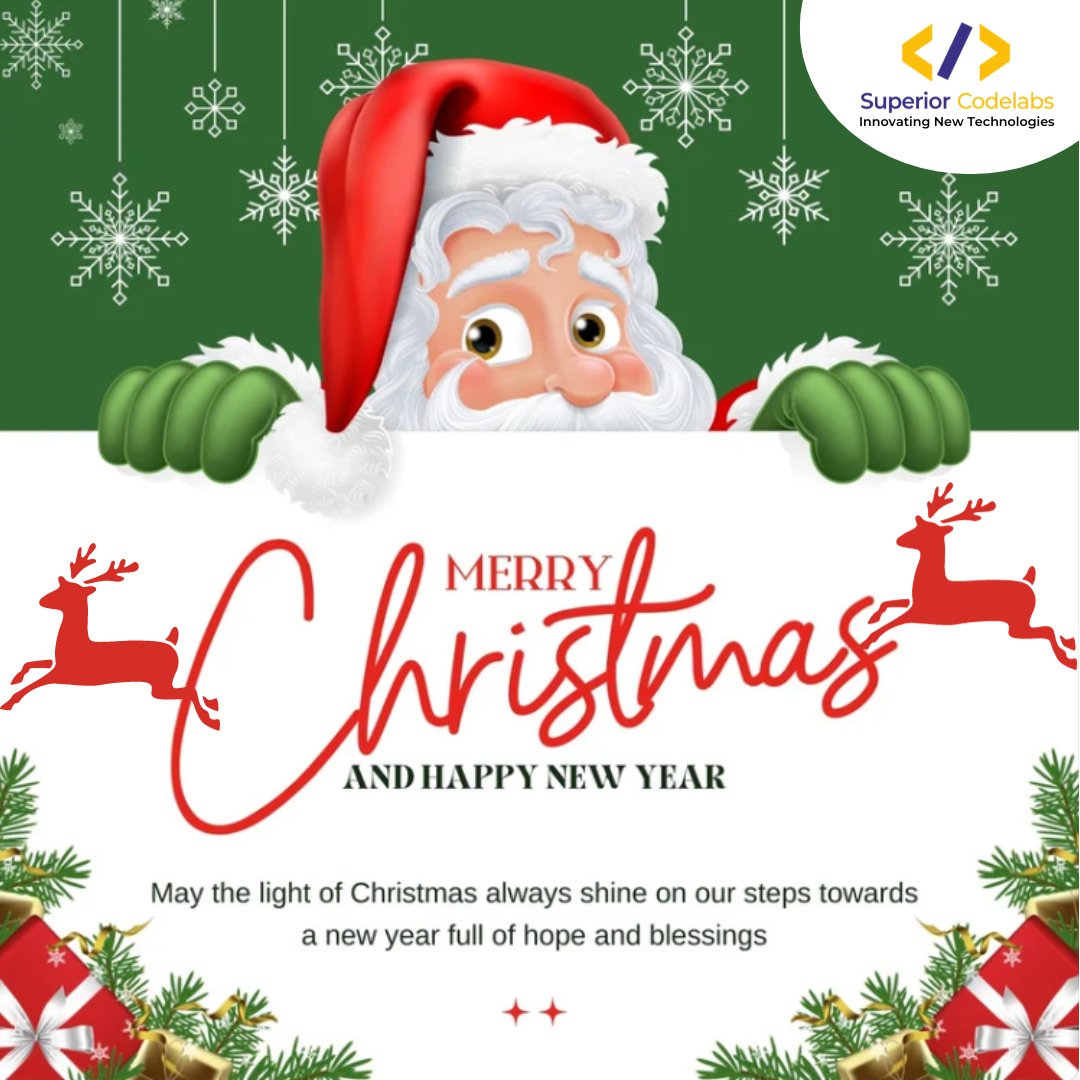 sup_codelabs's tweet image. Wishing you all a holly, jolly Christmas filled with love, laughter, and all the magical moments that make the season bright. 🎅🎁✨ 

#SuperiorCodelabs #christmas #christmastree #MerryAndBright #ChristmasMagic