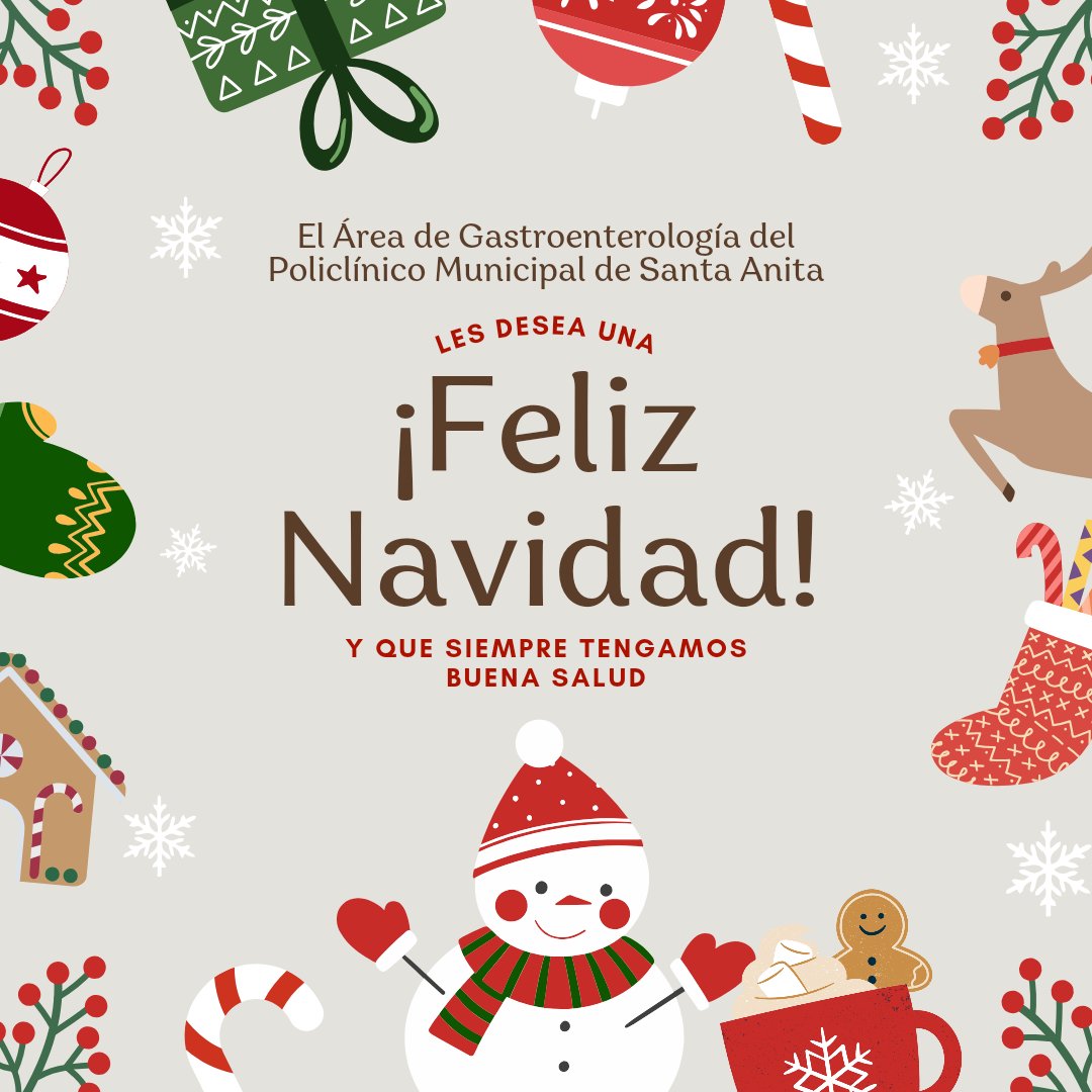 El Área de Gastroenterología del Policlínico Municipal de Santa Anita les desea una ¡Feliz Navidad! y que siempre tengamos buena salud.