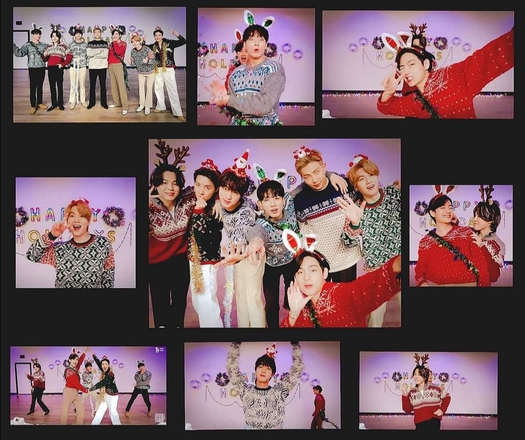 namutws's tweet photo. "Navidad" porque feliz sería si tuviéramos un video de los bts navideños. https://t.co/yyqtPvNgja