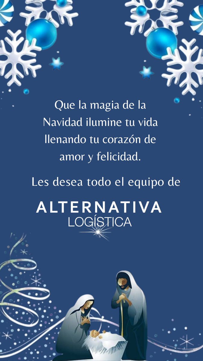 AlternativaPma's tweet photo. Que la magia de esta noche buena ilumine tú corazón de mucho amor y felicidad. 

De parte de todo el #Equipo de #alternativalogistica 

#feliznavidad #feliznochebuena #logisticaconpasión #mejoresdeseos https://t.co/BdxHFup3GZ